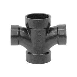 CANPLAS 102189BC Reducing Double Sanitary Pipe Tee, 3 x 1-1/2 in, Hub, ABS, Black