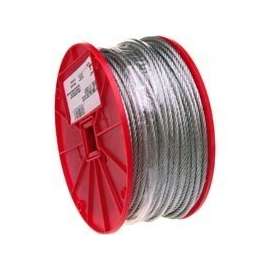 Campbell 7000227 Aircraft Cable, 1/16 in Dia, 500 ft L, 96 lb Working Load, Galvanized Steel