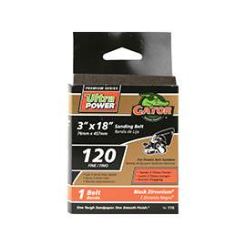 Gator 7770 Sanding Belt, 3 in W, 18 in L, 120 Grit, Fine, Zirconium Oxide Abrasive