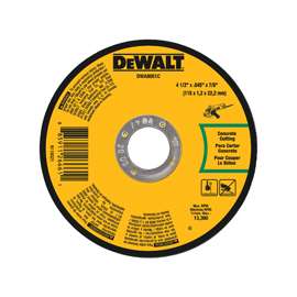 DeWALT DWA8051C Cutting Wheel, 4-1/2 in Dia, 0.045 in Thick, 7/8 in Arbor, Aluminum Oxide Abrasive