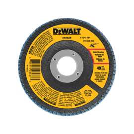 DeWALT DWA8206 Flap Disc, 4-1/2 in Dia, 7/8 in Arbor, Coated, 40 Grit, Coarse, Zirconium Oxide Abrasive