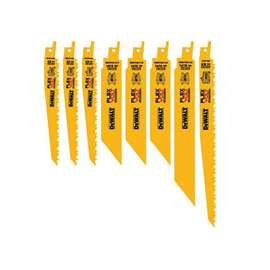 DeWALT FLEXVOLT DWAFV48SET Reciprocating Saw Blade Set, Bi-Metal, Yellow, Tough-Coated, 8-Piece
