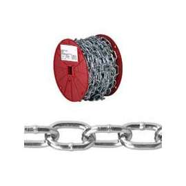Campbell 0722957 Passing Link Chain, 2/0, 50 ft L, 450 lb Working Load, Steel, Zinc