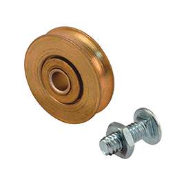 Prime-Line D 1541 Roller Assembly, 1-1/4 in Dia Roller, 5/16 in W Roller, Steel, 1-Roller, Plain Back Mounting