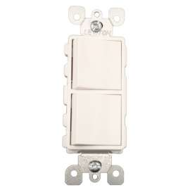 Decora 012-05643-00W Combination Switch with Ground Screw, 15 A, 120/277 V, SPST, Lead Wire Terminal, White