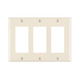 Decora 80411-T Wallplate, 4-1/2 in L, 6.37 in W, 3 -Gang, Thermoset Plastic, Light Almond, Smooth