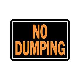 HY-KO Hy-Glo 833 Identification Sign, Rectangular, NO DUMPING, Fluorescent Orange Legend, Black Background