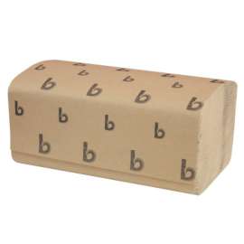 Folded Paper Towel, Single Fold, Brown, 9-1/2 in W x 9 in L, 250 per Pack