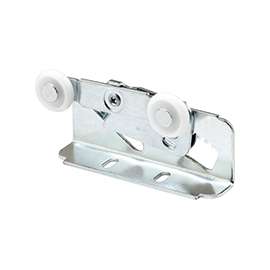 Prime-Line N 6531 Roller Assembly, 7/8 in Dia Roller, 1/4 in W Roller, Steel, Silver, 2-Roller, 75 lb, Top Mounting