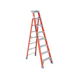 Louisville FXS1508 Cross Step Ladder, 147 in Max Reach H, 8-Step, 300 lb, Type IA Duty Rating, 3 in D Step, Fiberglass