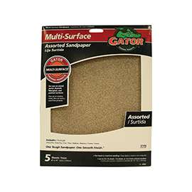 Gator 4444 Sanding Sheet, 9 in L, 11 in W, 60, 100, 150, 220 Grit, Coarse/Extra Fine/Fine/Medium