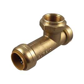 SharkBite U3486LFA Pipe Tee, 3/4 in, FNPT x FNPT, DZR Brass, 200 psi Pressure