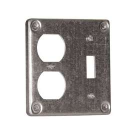 HUBBELL 8375BAR Device Box Cover, 4 in L, 4 in W, Square, Metal