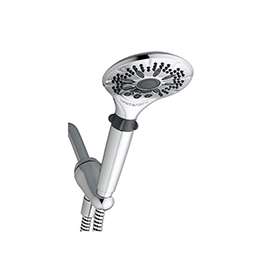 Waterpik LAR-563E Handheld Shower Head, 1/2 in Connection, 2 gpm, 5-Spray Function, Chrome, 60 in L Hose