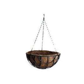 Landscapers Select GB-4337-3L Hanging Planter with Natural Coconut Liner, Circle, 22 lb Capacity, Matte Black