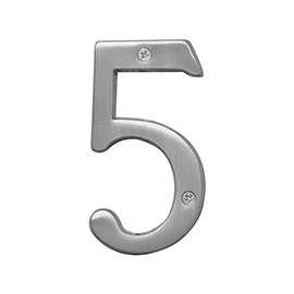 HY-KO Prestige Series BR-43SN/5 House Number, Character: 5, 4 in H Character, Nickel Character, Brass
