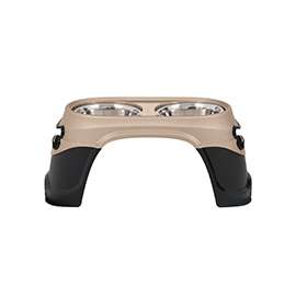 Petmate 23448 Pet Diner, M, 24 oz Capacity, Stainless Steel, Black/Pearl Tan