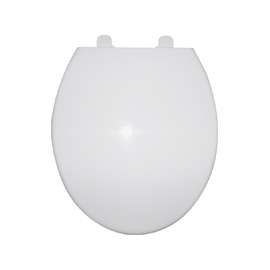 ProSource Q-328-WH Toilet Seat, Round, Polypropylene, White, Plastic Hinge