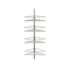 Kenney KN61519 Tension Pole Caddy, 5 to 9 ft OAL, 4-Shelf, Metal, Satin Nickel