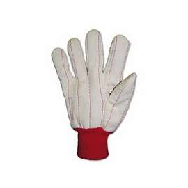 1000 Series Canvas Gloves, Large, Off-White, Red Knit-Wrist Cuff