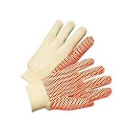 Dotted Canvas Gloves, Cotton Canvas, Large, White/Orange