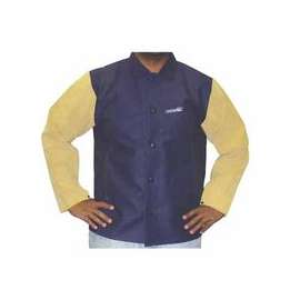Leather/FR Sateen Combo Jacket, Large, Blue/Tan