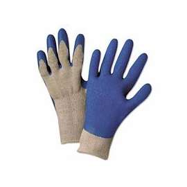 Latex Coated Gloves, Large, Blue/Gray