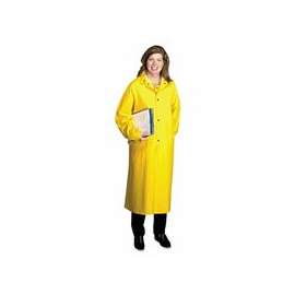 Polyester Raincoat, 0.35 mm PVC/Polyester, Yellow, 48 in, X-Large