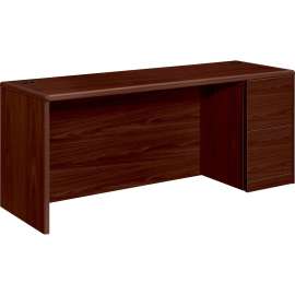 HON 10700 Series "L" Workstation Desk with Three-Quarter Height Pedestal on Left, 66" x 30" x 29.5", Bourbon Cherry