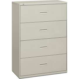 HON Brigade 600 Series Lateral File, 4 Legal/Letter-Size File Drawers, Black, 30" x 18" x 52.5"