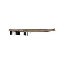Hand Scratch Brushes, 3 X 19 Rows, Carbon Steel Bristles, Curved Wood Handle