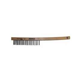 Hand Scratch Brushes, 3 X 19 Rows, Carbon Steel Bristles, Curved Wood Handle