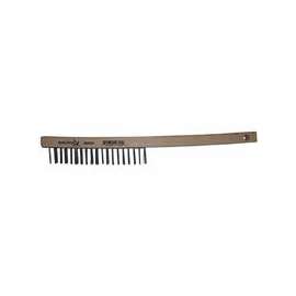 Hand Scratch Brushes, 3 X 19 Rows, Stainless Steel Wire, Curved Wood Handle