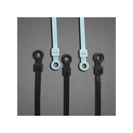 UV Stabilized Cable Ties w/Mnt Hole, 50 lb Tensile Strength, 8.1", Blk, 100/Bag