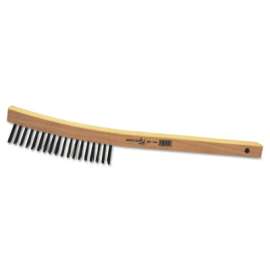 Hand Scratch Brushes, 4 x 16 Rows, Carbon Steel Wire, Shoe Wood Handle