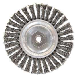 Narrow Face Stringer Bead Wheel Brush, 4 D x 3/16 W, 0.02 Carbon Steel, 3/8 - 24