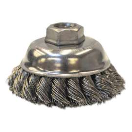 Knot-Style Cup Brushes, 3 1/2 in Dia., 0.023 in Stainless Steel Wire