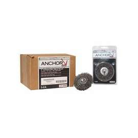 Crimped Wheel Brush, 3 in D, .014 in Carbon Steel Wire, Pop