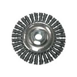 Stringer Bead Wheel Brush, 4 in D x 4 in W, 0.02 Carbon Steel Wire, Clamshell Pk
