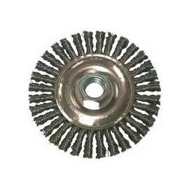 Stringer Bead Wheel Brush, 4 in D x 4 in W, 0.02in Stainless Steel, Clamshell Pk