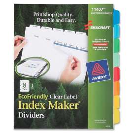SKILCRAFT 8-Tab Clear Label Index Maker Dividers