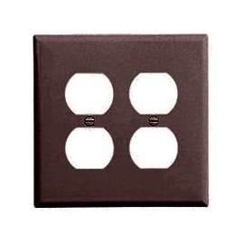 Eaton Wiring Devices PJ82B Duplex and Single Receptacle Wallplate, 4-7/8 in L, 4-15/16 in W, 2 -Gang, Polycarbonate