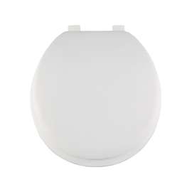 ProSource S001-WH Toilet Seat, Round, PP, White, Plastic Hinge