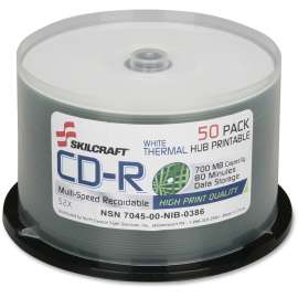 SKILCRAFT Thermal Printable 52x CD-R Discs