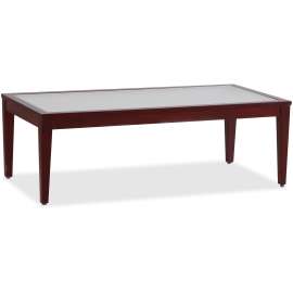 Lorell Glass Top Mahogany Frame Table