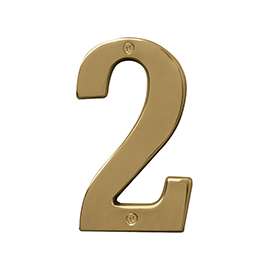 HY-KO Prestige Series BR-51PB/2 House Number, Character: 2, 5 in H Character, Brass Character, Brass