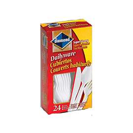 diamond 00048 Cutlery Set, Polystyrene, White, 24 Box