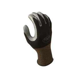 ATLAS 370BS-06.RT High-Flexibility Protective Gloves, S, Knit Wrist Cuff, Nitrile Glove, Black/Gray
