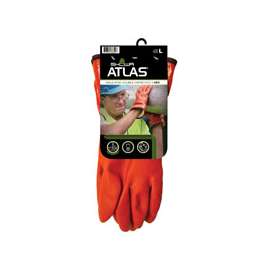 ATLAS 460L-09.RT Insulated Coated Gloves, L, 11-13/16 in L, Gauntlet Cuff, PVC Glove, Orange