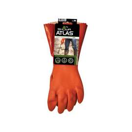 ATLAS 620M-08.RT Coated Gloves, M, 12 in L, Gauntlet Cuff, PVC Glove, Orange